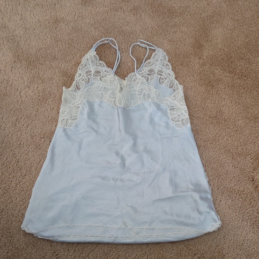 Lace Trim Silky Nightgown